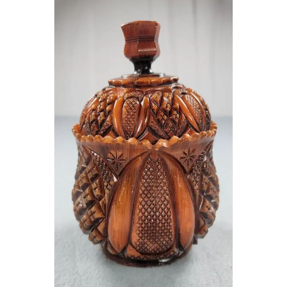 Vintage Winart Pottery Tangerine Candle Lidded Sugar Bowl Harvest Decor